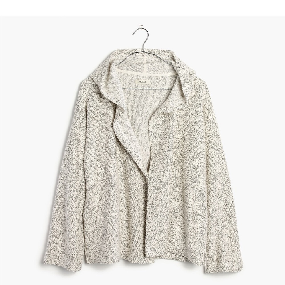 Madewell Textural Hooded Jacket Boxy Fit Open Front Gray Size XS